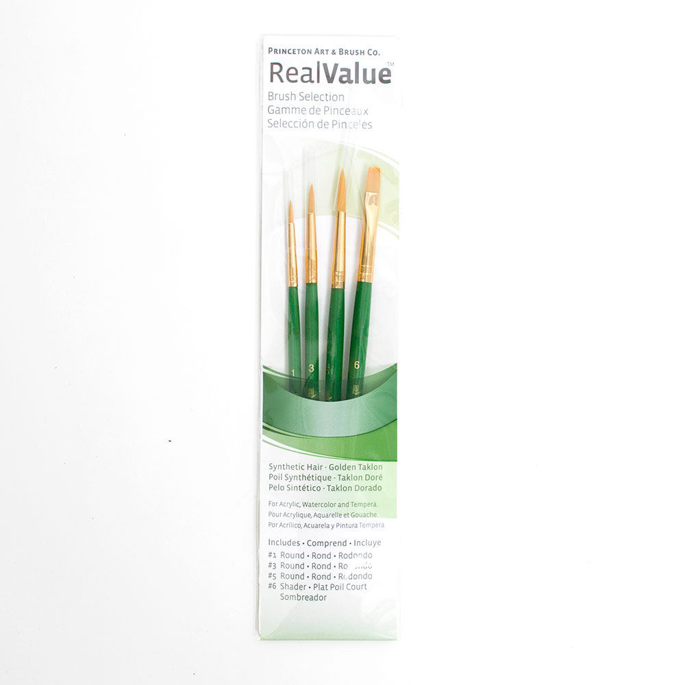 Princeton, Real Value, Brush Pack, Gold, Taklon, Rounds, 4 Piece